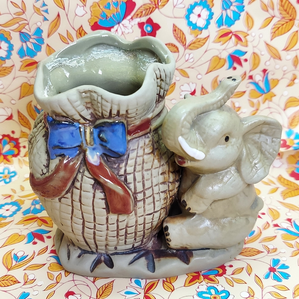 Elephant Planter Bow Decor